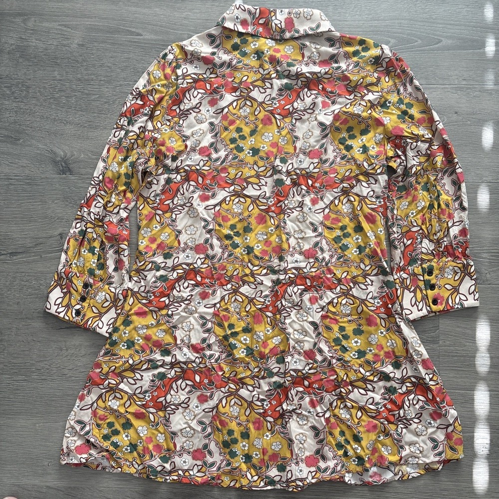 Natural Life size XL Boho Floral Button Front Shirt Dress Rayon Long Sleeve - Picture 13 of 14